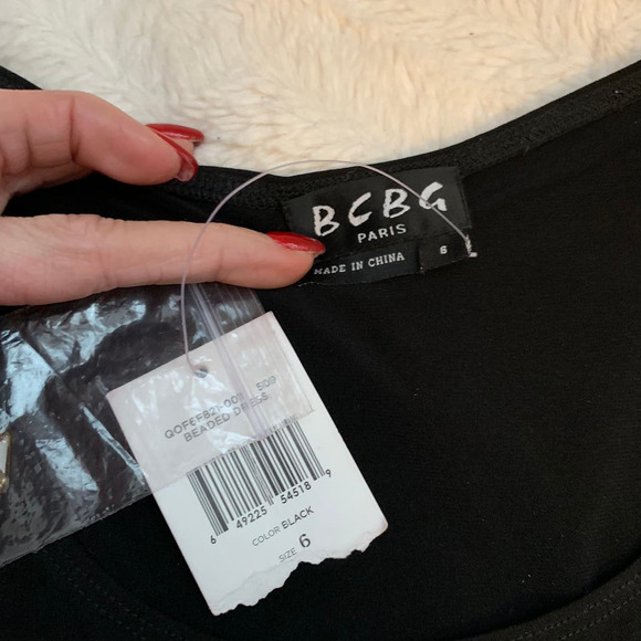 BCBG Paris Satin Jeweled Cocktail Dress - Picture 5 of 13